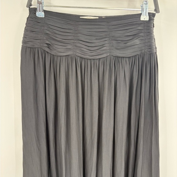 Ramy Brook Jessy Black Midi Shirred Asymmetrical Front Side Skirt Size 4 - Picture 4 of 15